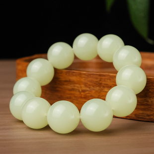 和田玉圆珠手链男款幸运珠手串黄口料新疆玉器玉石手排天然玉石