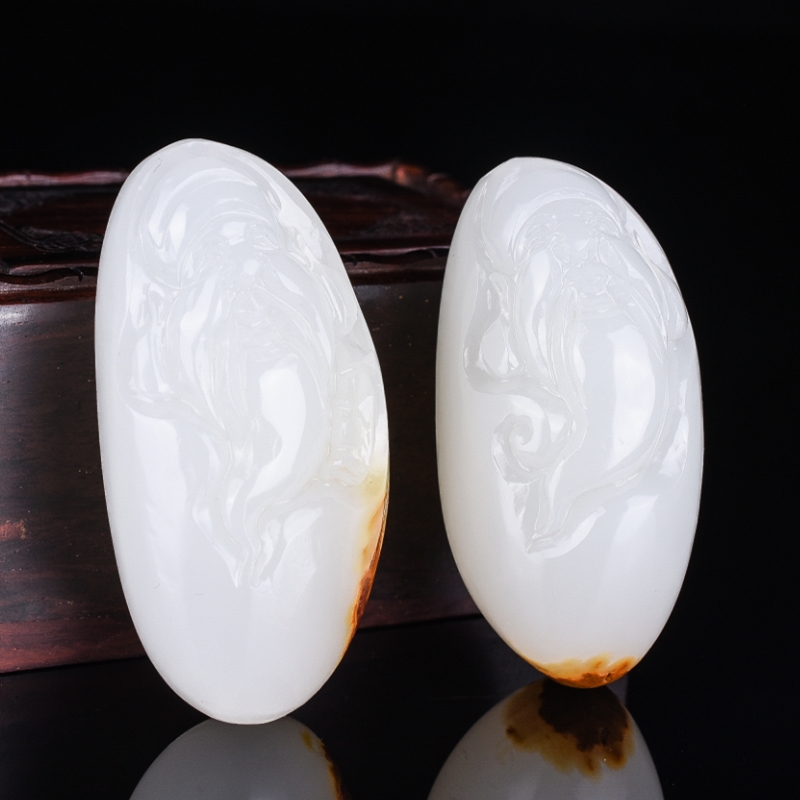 和田玉财神手把件和田玉羊脂白玉男女款财神挂件玉石财神吊坠