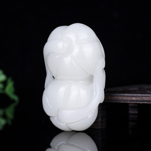 天然和田玉白玉南瓜吊坠福运绵长荣华富贵手工雕刻挂件车挂