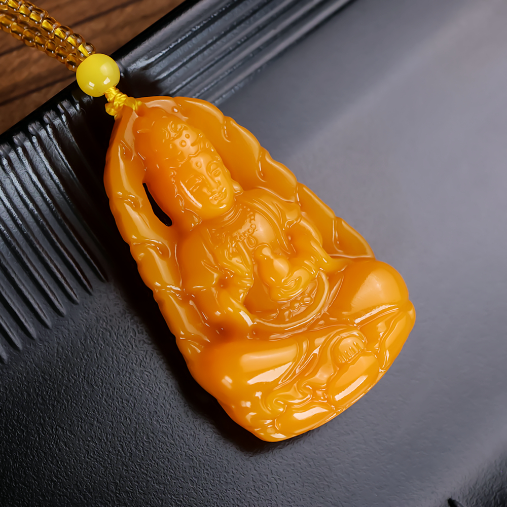 和田玉籽料黄玉观音吊坠两面精雕观音菩萨黄龙玉平安挂件玉佛玉佩