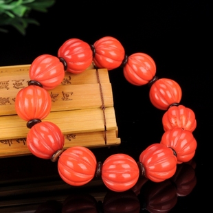 天然南红玛瑙南瓜珠手链南红福瓜手链男女款南瓜福瓜手串红红火火