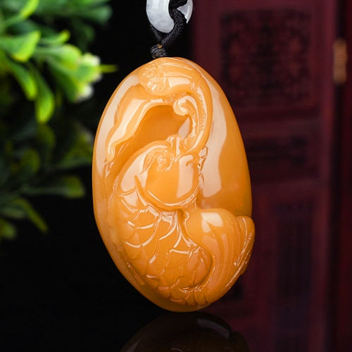 天然新疆和田玉糖料玉鱼吊坠玉莲蓬挂件如意金玉满堂项链坠玉器