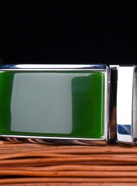 天然新疆和田玉碧玉皮带扣腰扣菠菜绿碧玉镶嵌腰配男款皮带卡扣