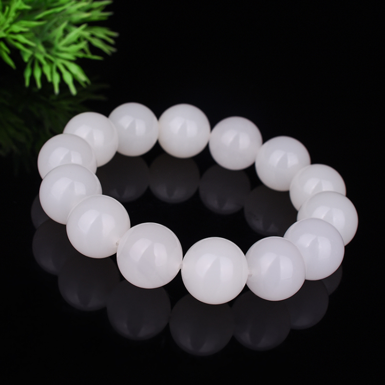 天然新疆和田玉白玉手链圆珠手链男女款羊脂级白玉手链手串玉器