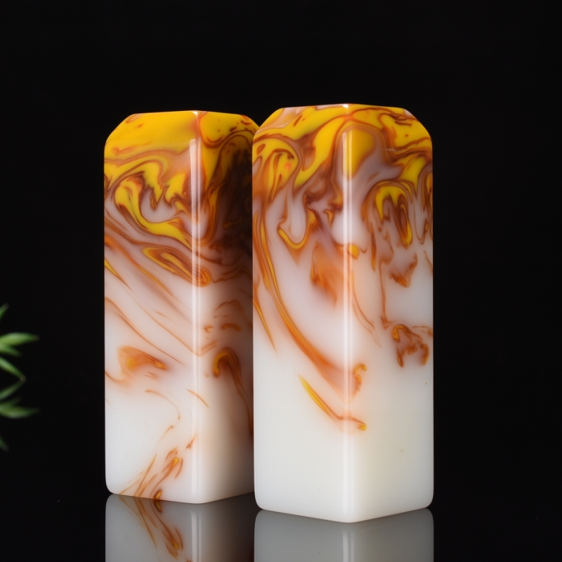 和田玉印章 天然原石金丝玉雕刻手把件印章 玉石玉器手章篆刻