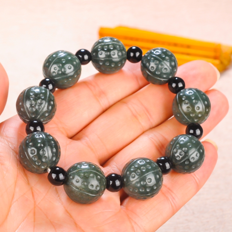 天然福寿手串和田青玉