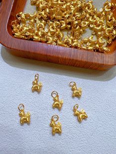 S925古法纯银镶钻碎冰冰亮面生肖小马吊坠提溜挂坠diy饰品配件