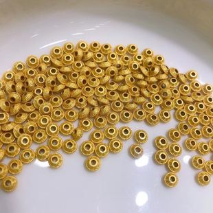 s925纯银古法金飞碟珠隔珠古法银隔片配件diy红绳手链编织配饰