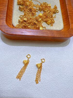 S925古法纯银饰配件称心如意流苏吊坠万能提溜挂坠子diy串珠配饰