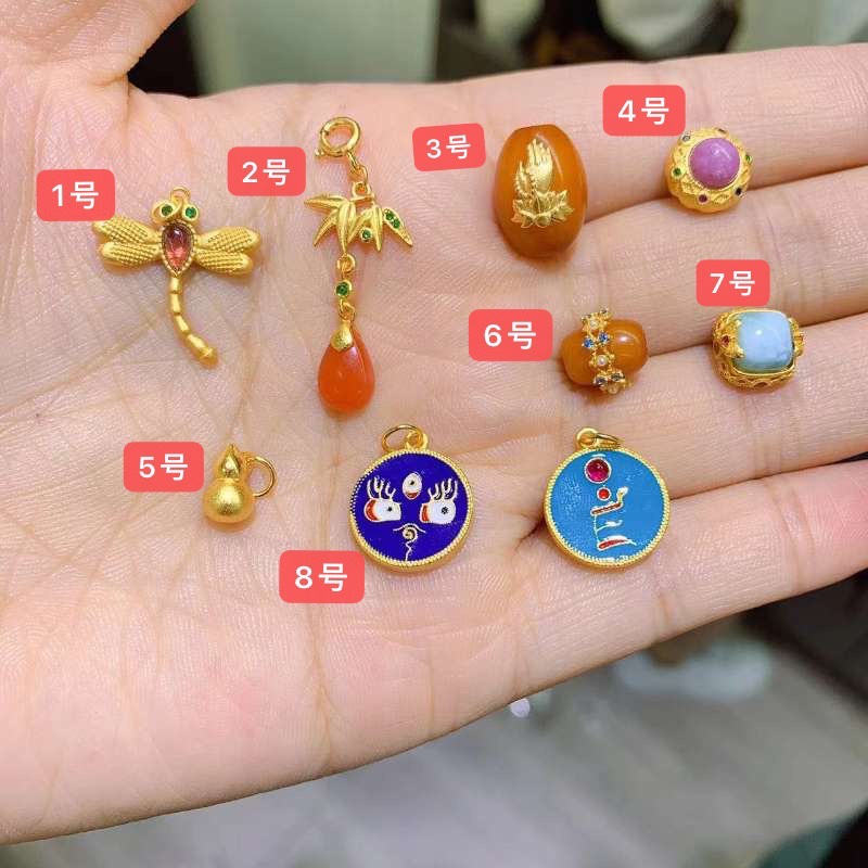 925古法银立体葫芦葫芦蜻蜓南红玛瑙財眼蜜蜡桶多宝隔珠手链配饰