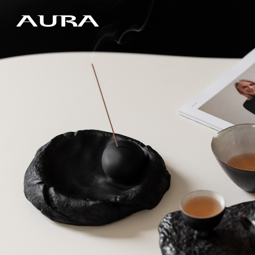 AURA侘寂中古香座香插新中式简约复古香薰座装饰艺术摆件原创设计