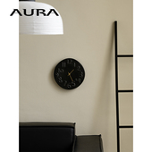 AURA北欧极简时钟侘寂风挂钟不规则立体字中古家居装 饰静音钟表