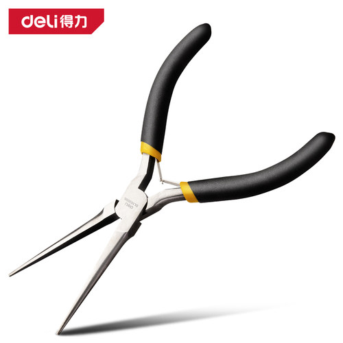 deli得力6寸迷你针嘴钳diy手工模型饰品小型加长尖钳子 DL103006