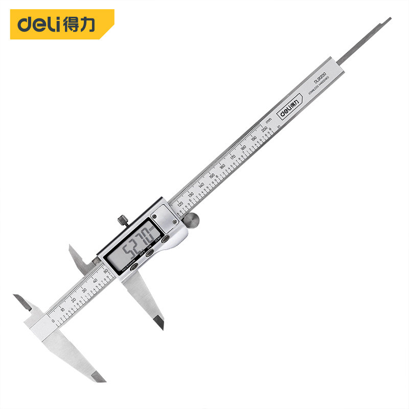 deli得力0-200mm数显不锈钢高精度电子工业级数显卡尺 DL91200