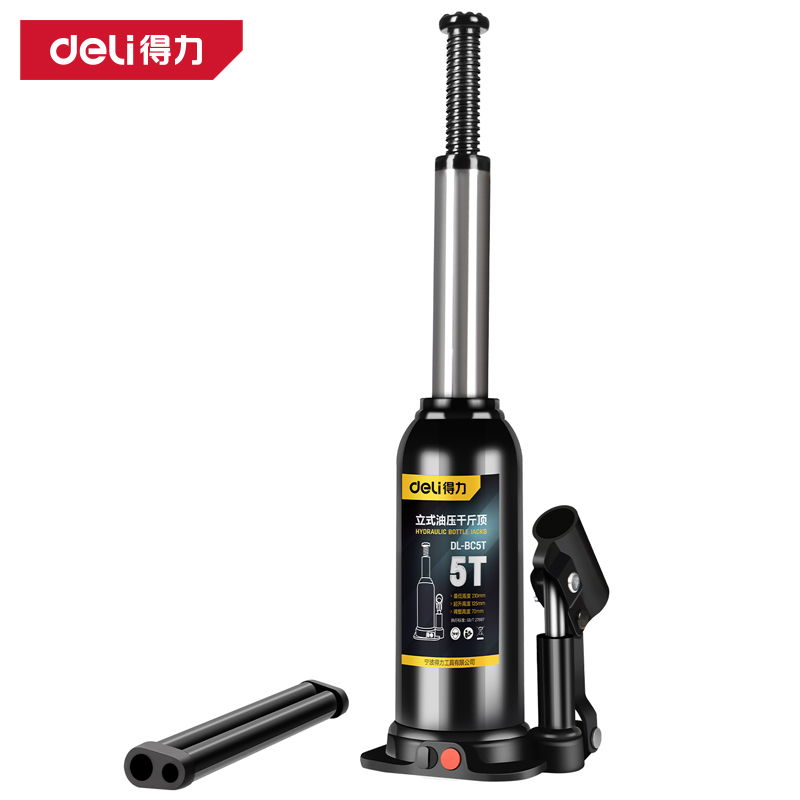 deli得力液压立式千斤顶5吨轿车越野车小汽车车载油压换胎DL-BC5T