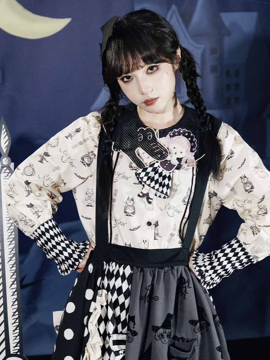 Crocodile Print Graphic Shirt Meugler Black Design - Taobao product photo 2
