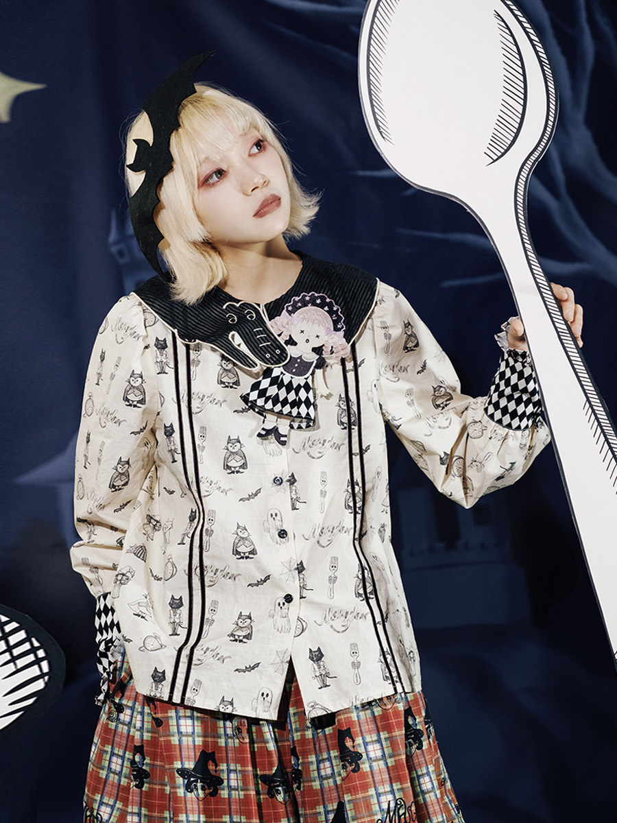 Crocodile Print Graphic Shirt Meugler Black Design - Taobao product photo 5