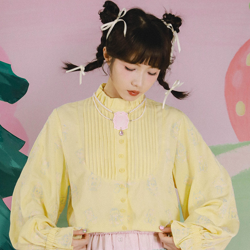 牛稠岛 森林的秘密 优雅风琴褶 刺绣重磅满绣内搭嫩黄嫩粉色衬衫,女装/女士精品,衬衫,淘宝优惠券,粉丝福利购,淘宝优惠卷