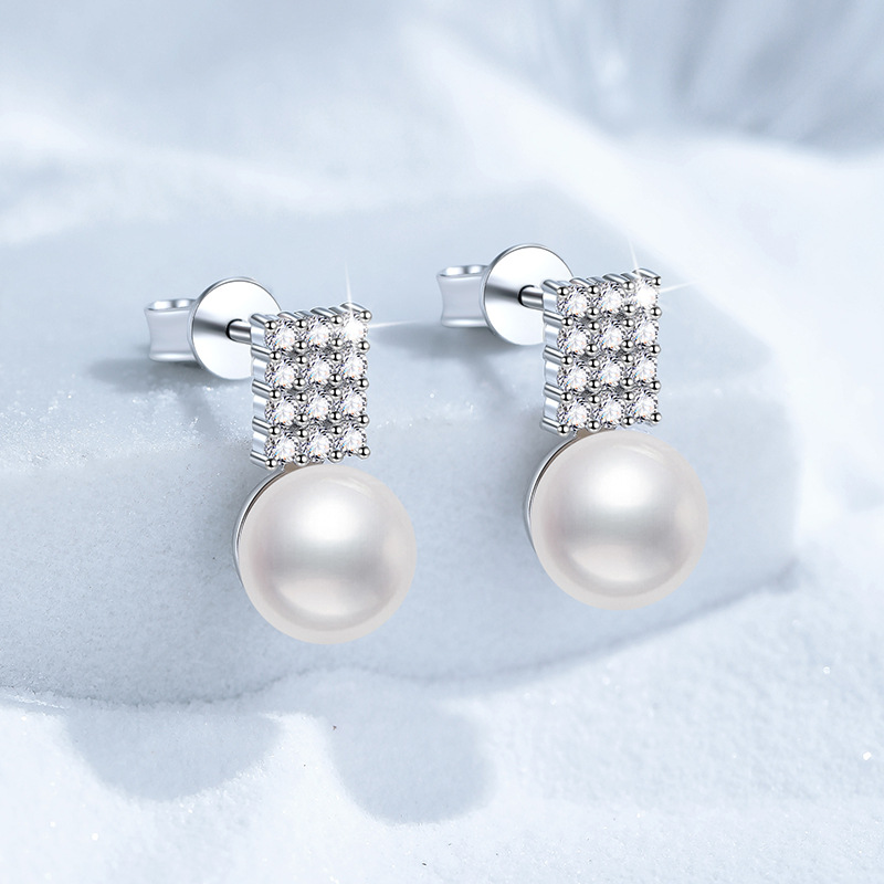 S925银镀18K金PT950铂金镶嵌满钻D色36分莫桑石轻奢法式方糖耳釘