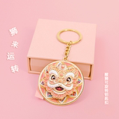 中国风国潮醒狮舞狮指尖陀螺钥匙扣解压可旋转包包小挂件文创故宫