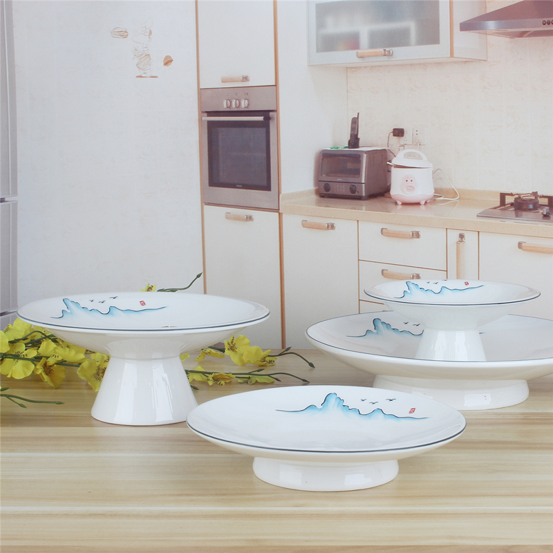 意境菜创意摆盘酒店高脚陶瓷碟