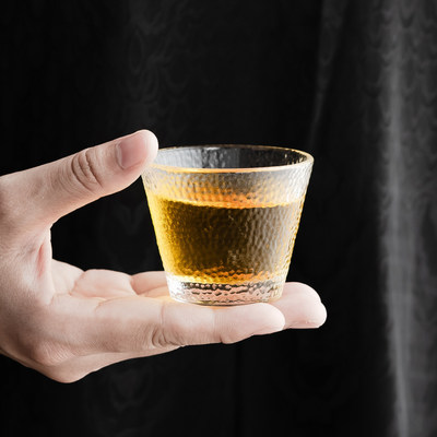 水晶耐热玻璃主人杯玻璃个人专用小茶杯透明品茗杯锤纹茶杯单个杯