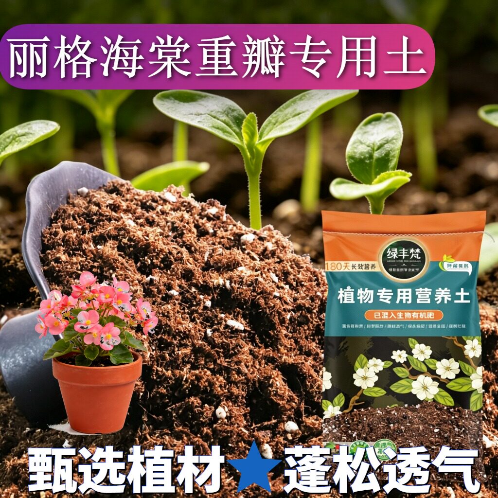 丽格海棠重瓣专用营养土种植土洁净基质防徒长实惠装木本
