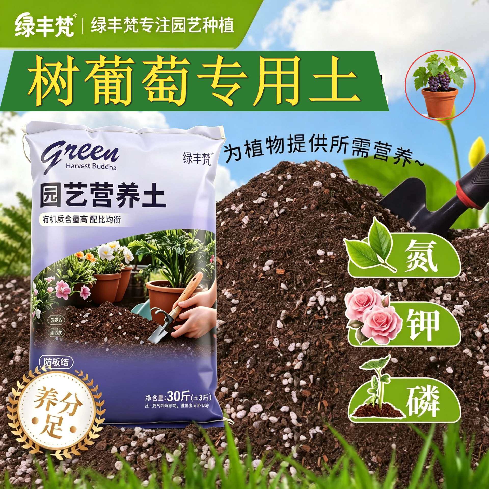 树葡萄适用含泥炭加珍珠岩家庭园艺大包有机增色多肉泥炭土球根