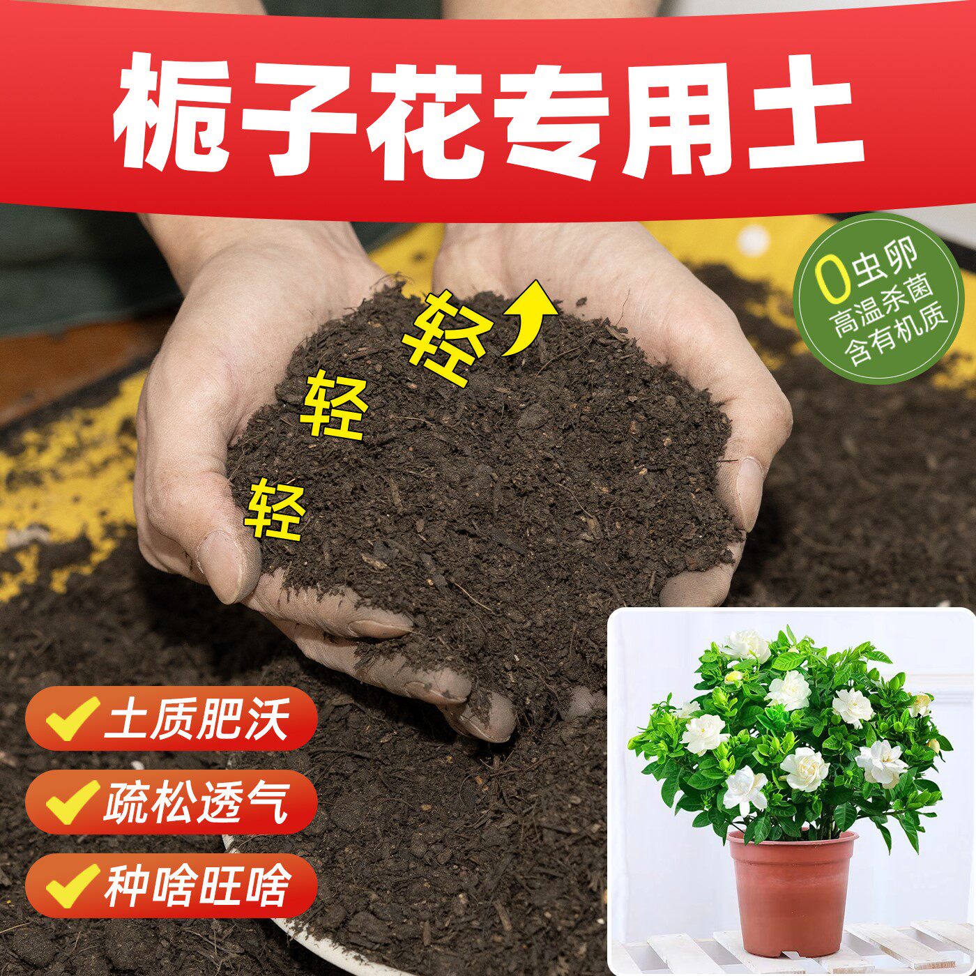 栀子花专用营养土防烂根无虫卵促生根高端土促开花育苗土室内盆栽