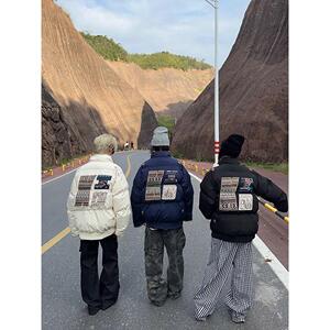 1506/M9990/P85复古刺绣棉服冬季男女同款时尚潮牌棉袄棉衣2025图片