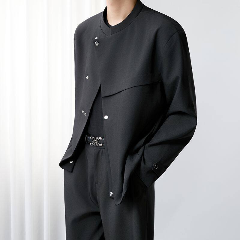 1506/QW350/P69新中式黑色廓形西服夹克男春秋季宽松西装外套,男装夹克,星座1506