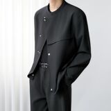 1506/QW350/P69新中式黑色廓形西服夹克男春秋季宽松西装外套，男装夹克，星座1506