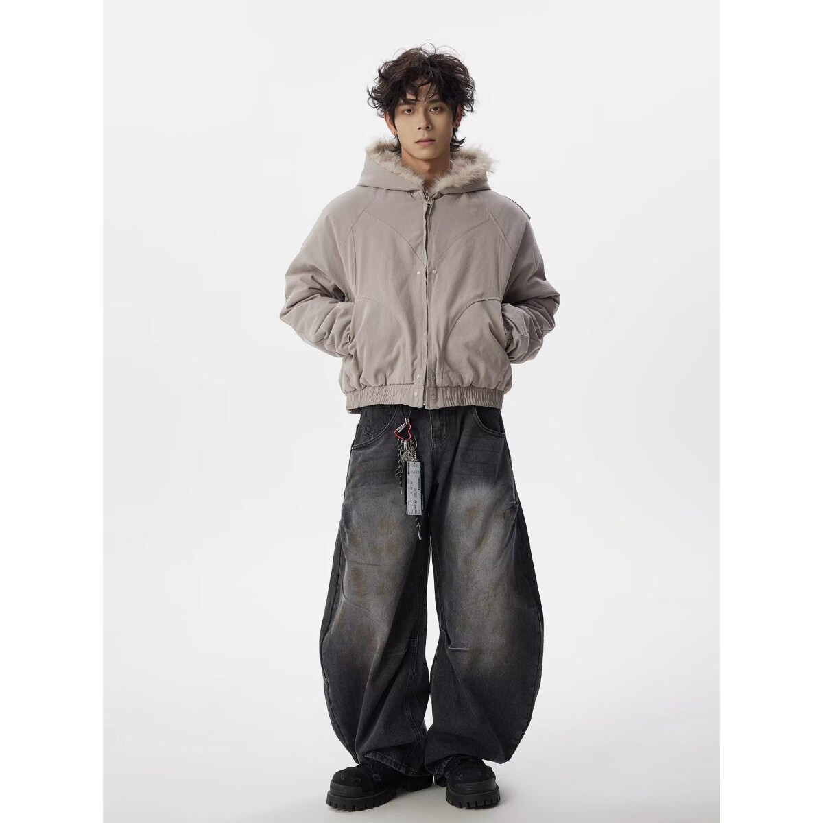 1506/Q86130/P90潮座山雕毛绒连帽棉服男女2025冬季美式棉衣,男装棉衣,星座1506