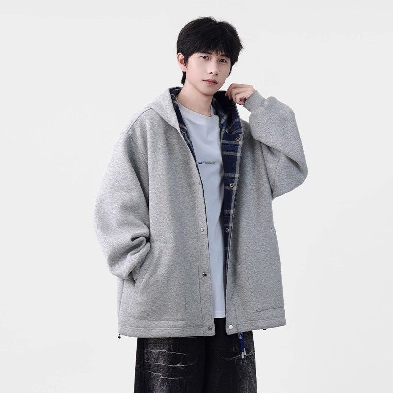 1506/QW3090/P56新款潮牌拼色美式复古男生休闲暗扣连帽外套1,女装短外套,星座1506