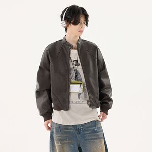 1506/QZSD040/P114黑色立领小皮衣外套男女早秋短款机车PU皮夹克1图片