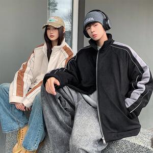 1506/MY68/P80情侣装美式立领夹棉棒球服夹克棉服麂皮绒棉衣外套图片