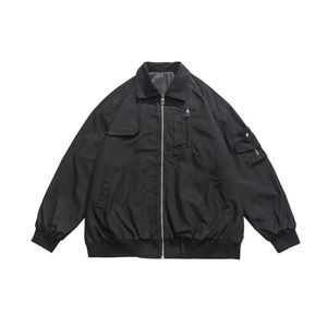 1506/Q6300/P44男女春秋款工装夹克黑色显瘦衣服宽松翻领外套1图片