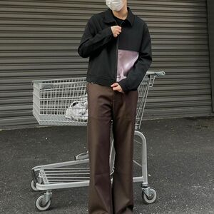 1506/Q6900/P62黑色贴布短款外套男款秋冬潮牌行政夹克潮图片