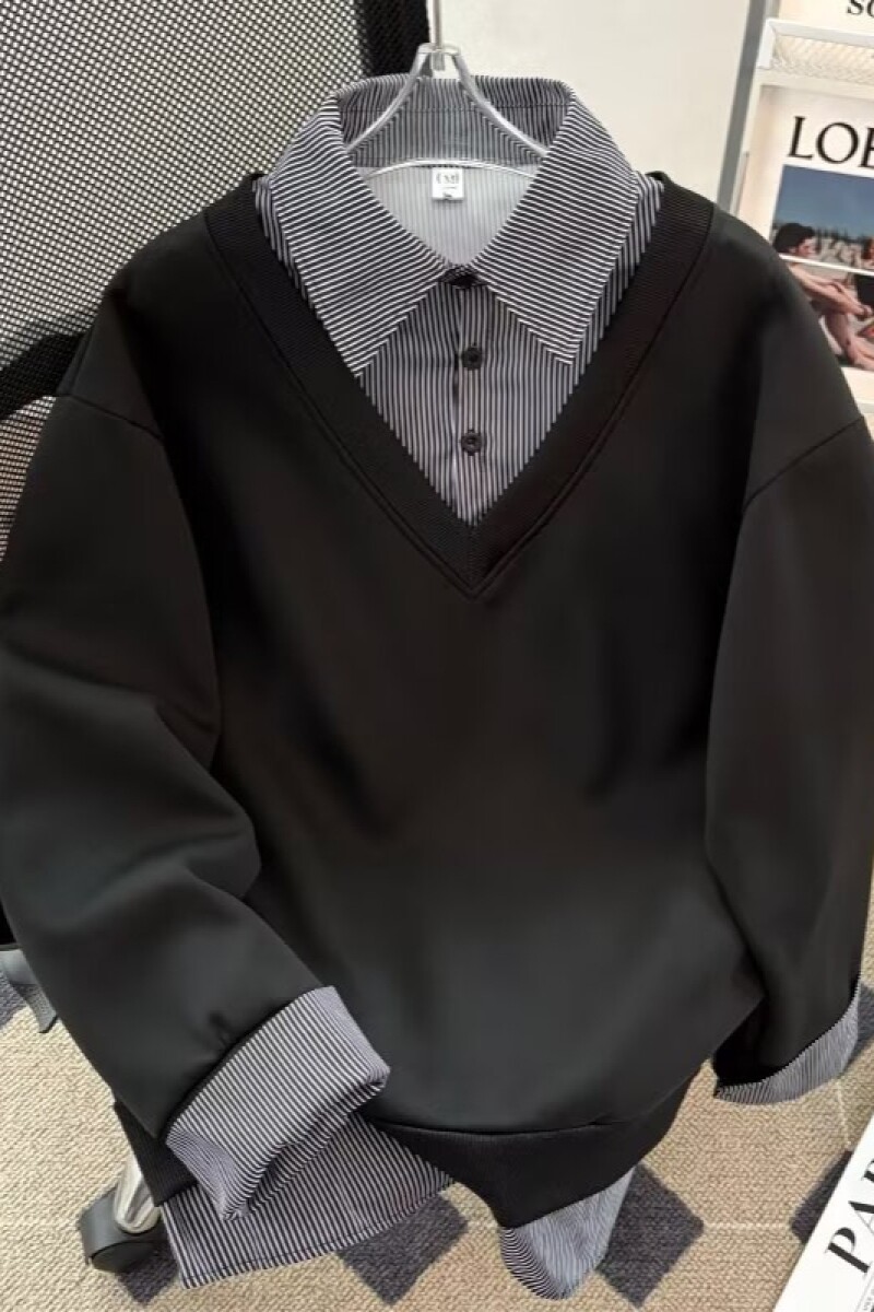 1506/Q13200/P48美式潮牌小众时髦高街假两件翻领卫衣衬衫2,男装衬衫,星座1506