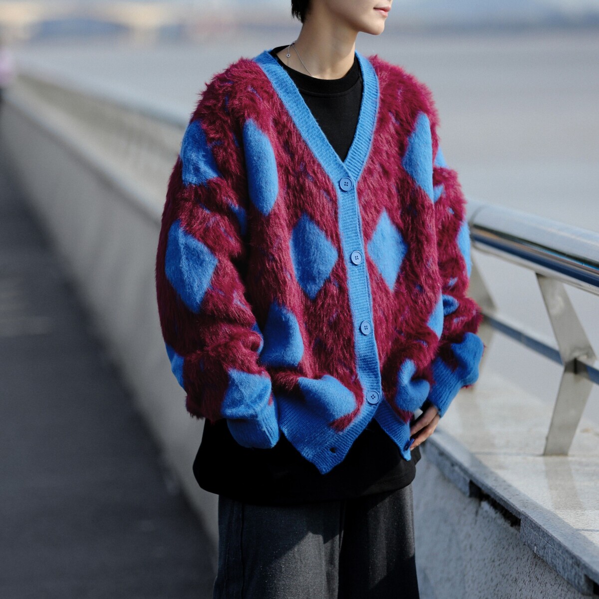 1506/QMY95480/P66美式秋冬V领开衫针织衫男女风格宽松针织衫2，男装针织衫/毛衣，星座1506