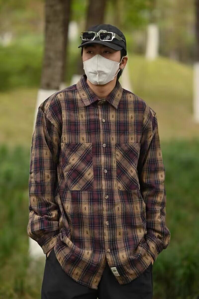 1506/QJ010/P53春秋季格子长袖衬衫男女高级感休闲百搭上衣外套1,男装衬衫,星座1506