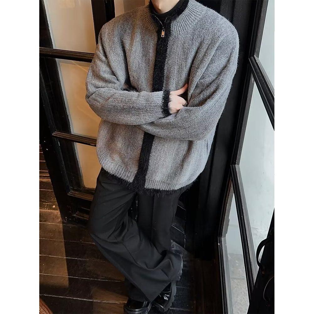 1506/QM1070/P59立领开衫毛衣搭配休闲裤潮牌男装穿搭针织外套1,男装针织衫/毛衣,星座1506