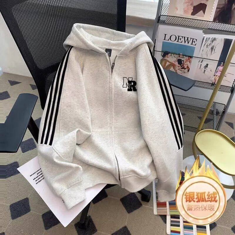 1506/QRL7310/P57新款卫衣港风宽松简约连帽卫衣开衫男女同款2图片