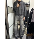 1506/QA1210/P57男女秋季高街痞帅宽松廓形设计感弯刀裤子1，男装休闲裤，星座1506