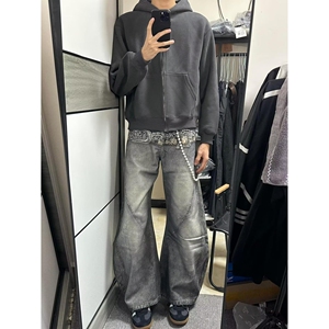 1506/QA1210/P57男女秋季高街痞帅宽松廓形设计感弯刀裤子1图片