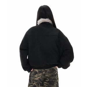 1506/QZSD020/P124座山雕毛领连帽棉服外套男冬季中性加厚棉衣女图片