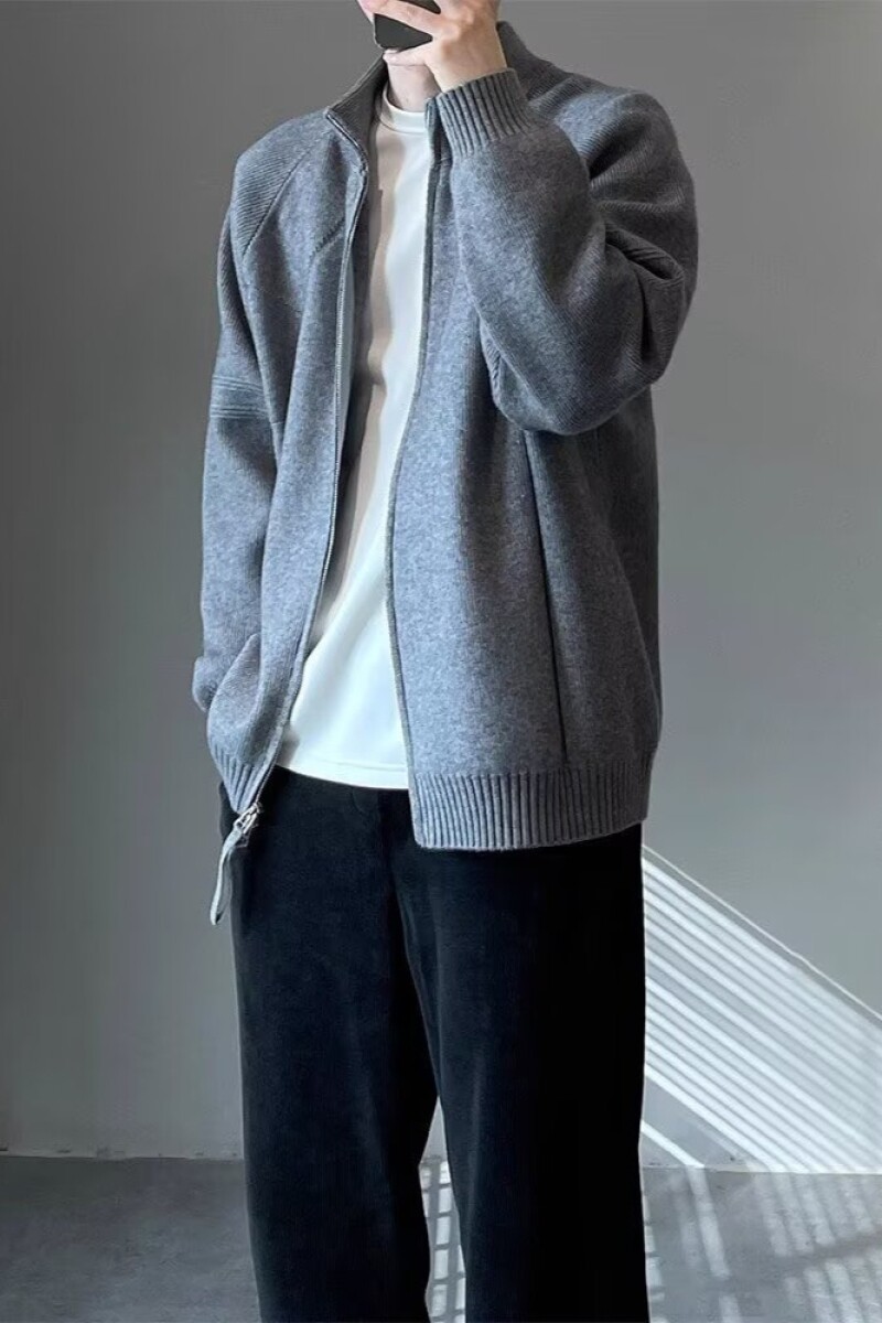 1506/QM090/P62黑色针织开衫外套男款秋冬韩系立领拉链毛衣3,男装针织衫/毛衣,星座1506