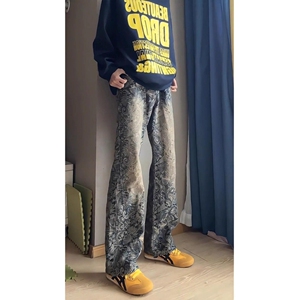 1506/QM80100/P56新款宽松直筒微喇裤美式复古休闲裤1图片