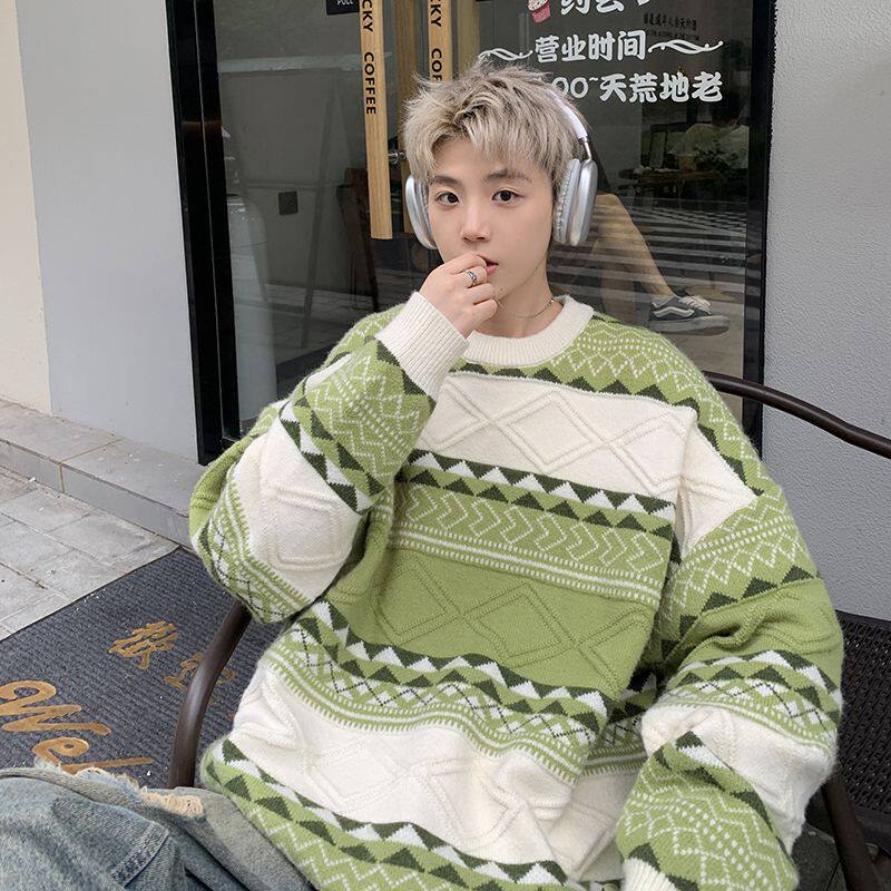 1506/QMY0020/P48毛衣男款冬季美式复古外套慵懒风，男装针织衫/毛衣，星座1506