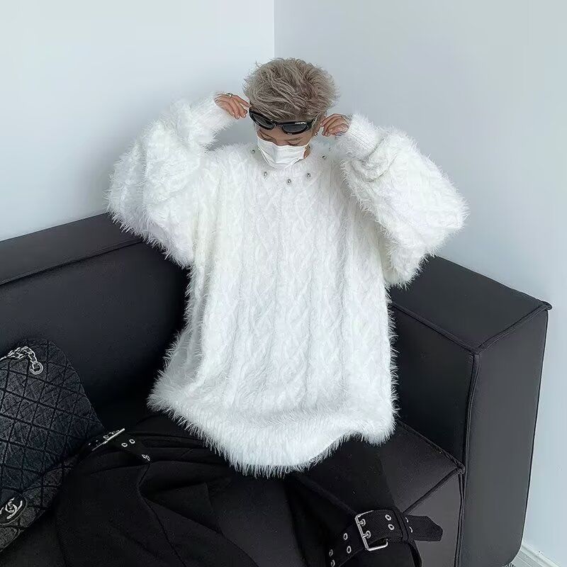 1506/QY9210/P62金属纽扣设计感针织毛衣男女纯色宽松慵懒毛衫1,男装针织衫/毛衣,星座1506